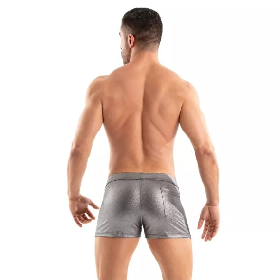 Herren Badeshorts Silber - mit Reißverschlusstaschen & Slim Fit | TOF Paris