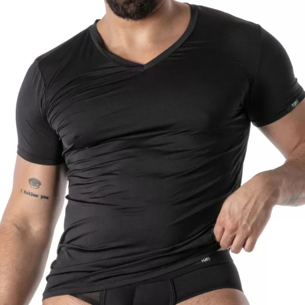 Schwarzes Mon Amour Microfiber-T-Shirt von TOF Paris – Ansicht 3