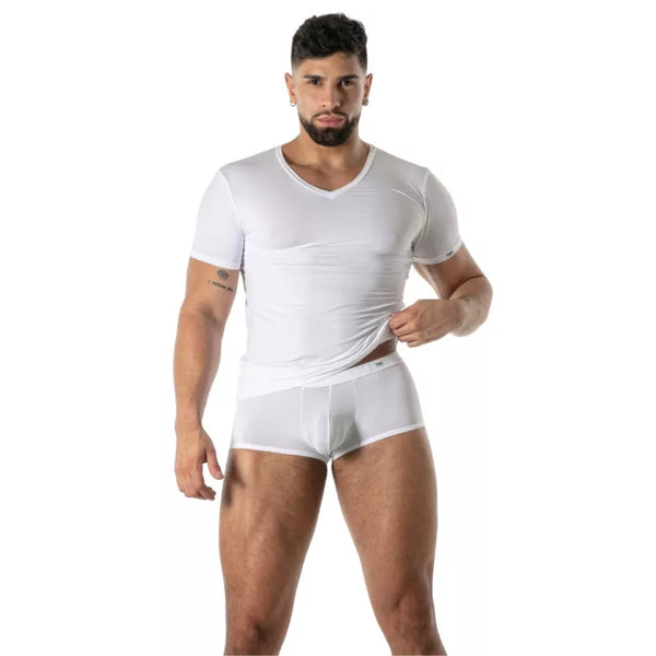 Weißes Mon Amour Mikrofaser T-Shirt im Premium Designer Stil von TOF Paris – Ansicht 4