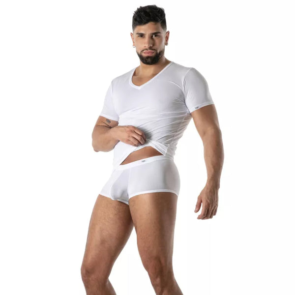Weißes Mon Amour Mikrofaser T-Shirt im Premium Designer Stil von TOF Paris – Ansicht 3