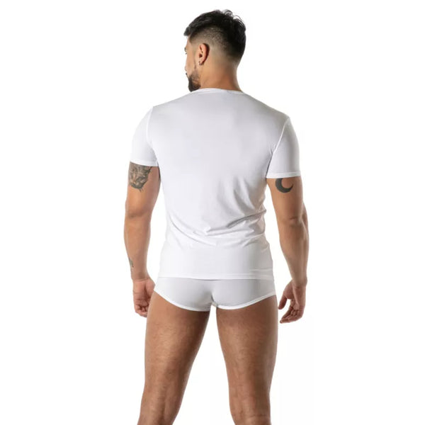 Weißes Mon Amour Mikrofaser T-Shirt im Premium Designer Stil von TOF Paris – Ansicht 2
