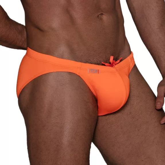 Badehose Neon Orange - Chlorresistent, Komfort-Beutel & Kordelzug | TOF Paris