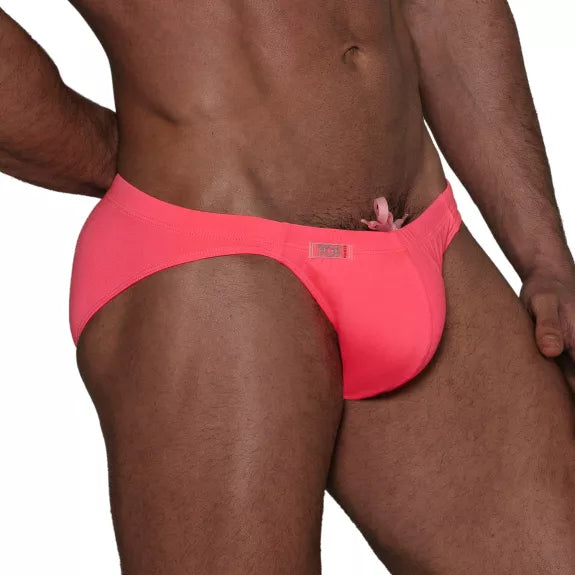 Badehose Neon Pink Mini-Brief Pink - Chlor- & Salzwasserresistent, KomfortBeutel | TOF Paris
