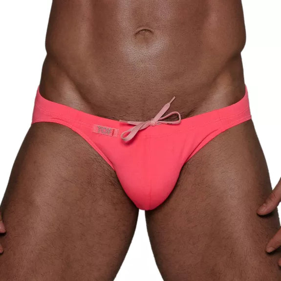 Badehose Neon Pink Mini-Brief Pink - Chlor- & Salzwasserresistent, KomfortBeutel | TOF Paris