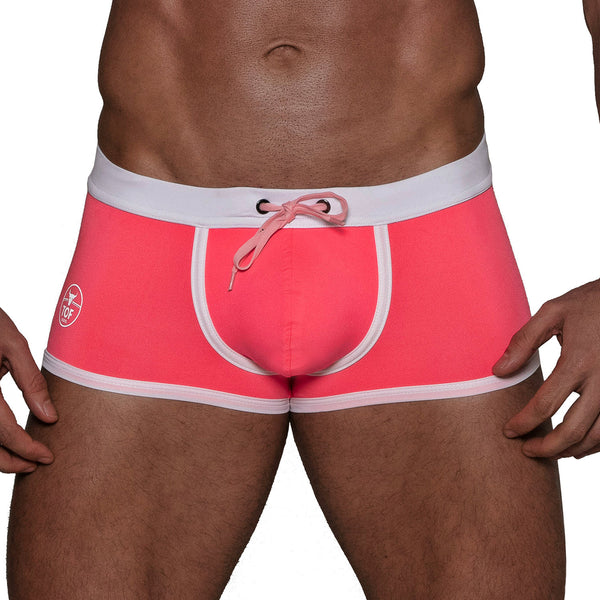 Badehose Neon Pink - Eng anliegend, chlorresistent & mit Kontraststreifen | TOF Paris
