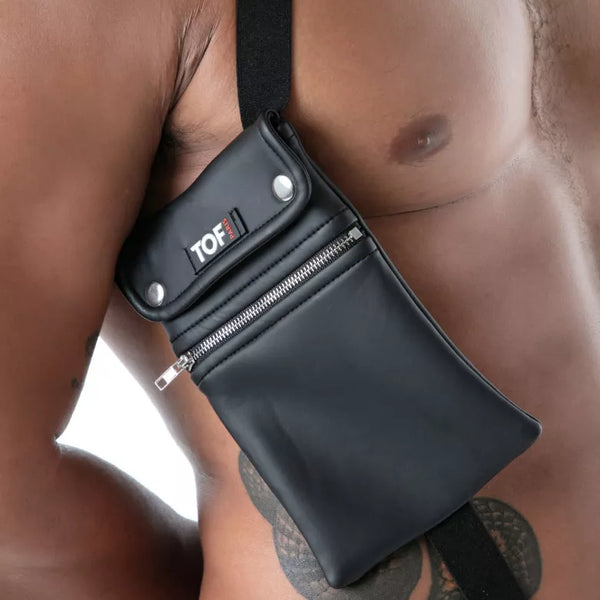 Schwarzes Neoprene Elastic Pocket-Harness von TOF Paris – Ansicht 2