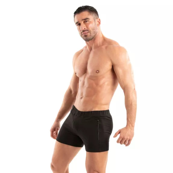 Sportliche Shorts mit Reißverschlusstaschen & Slim Fit, Schwarz | TOF Paris