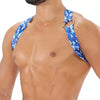 Herren Brust-Harness mit elastischem Komfort & fluoreszierendem Look, Blau-Camouflage | TOF Paris