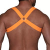 Herren Brust-Harness Neon Orange mit elastischem Komfort & fluoreszierendem Look | TOF Paris