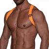 Herren Brust-Harness Neon Orange mit elastischem Komfort & fluoreszierendem Look | TOF Paris