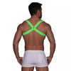 Herren Brust-Harness Neon Grün mit elastischem Komfort & fluoreszierendem Look | TOF Paris