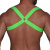 Herren Brust-Harness Neon Grün mit elastischem Komfort & fluoreszierendem Look | TOF Paris