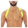 Herren Brust-Harness Neon Gelb mit elastischem Komfort & fluoreszierendem Look | TOF Paris