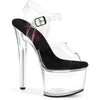 PASSION-708 - Plateau High Heel Sandaletten - Schwarz/Transparent | Pleaser