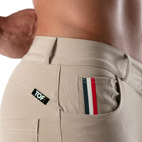 Beige Patriot Chino Shorts im klassischen Premium Look von TOF Paris – Ansicht 4