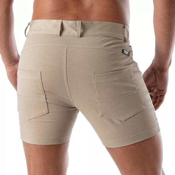 Beige Patriot Chino Shorts im klassischen Premium Look von TOF Paris – Ansicht 2