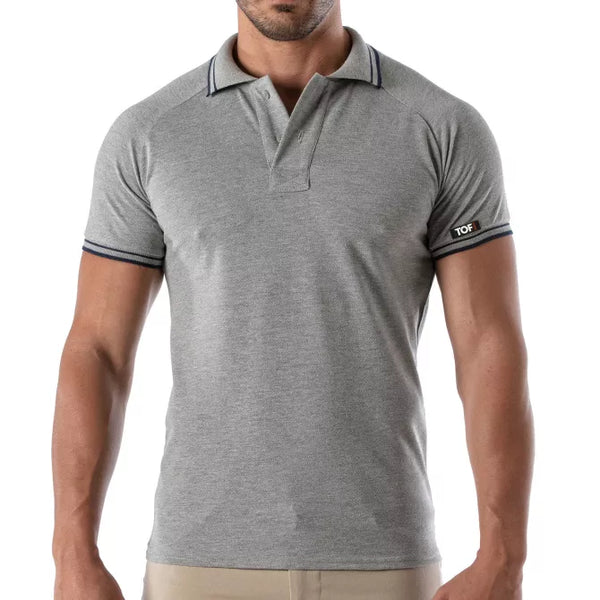 Graues Patriot Polo Shirt im klassischen Premium Look von TOF Paris