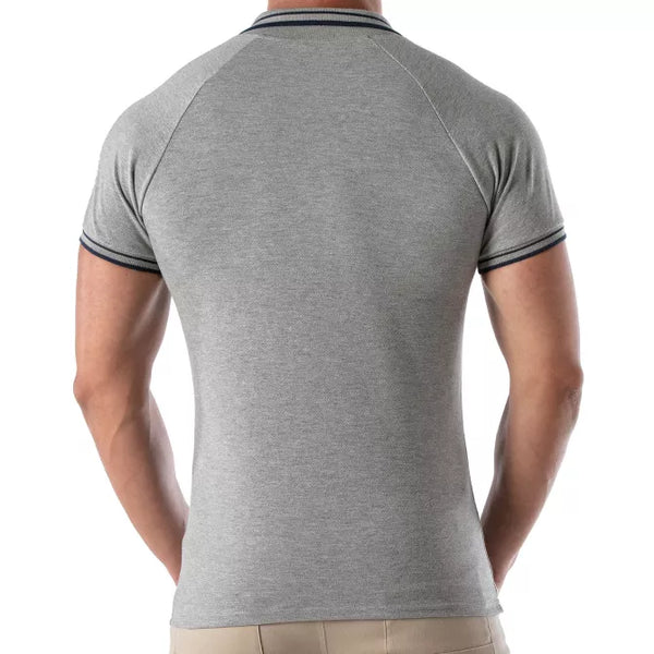 Graues Patriot Polo Shirt im klassischen Premium Look von TOF Paris – Ansicht 3