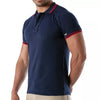 Blaues verführerisches Poloshirt mit markanten sportiven Details von TOF Paris – Ansicht 2