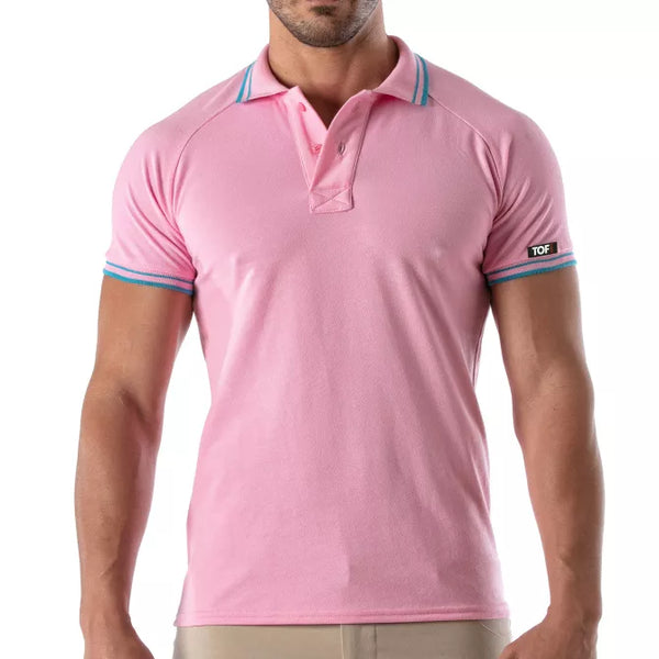 Pinkes verführerisches Poloshirt mit maskulinem Schnitt von TOF Paris