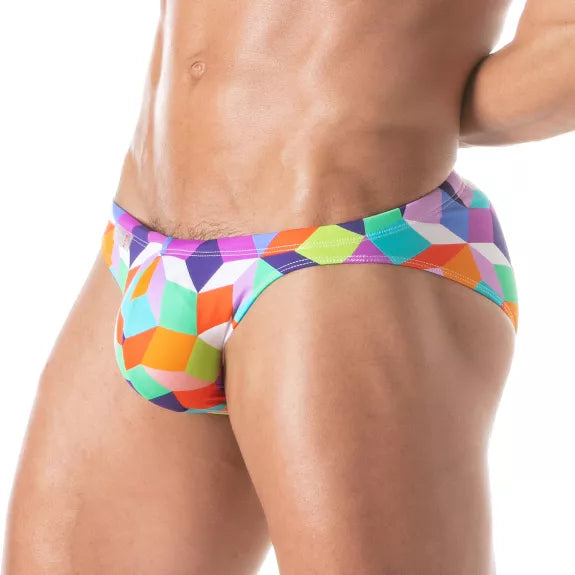 Badehose Mini Briefs Lila - Slim Fit mit markantem Print | TOF Paris