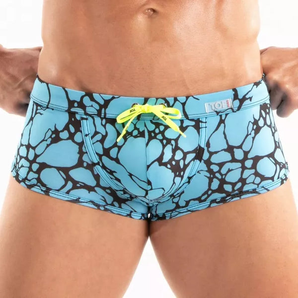 Herren Badehose Blau - Ultra-kurz, formbetont & mit Neon-Kordel | TOF Paris