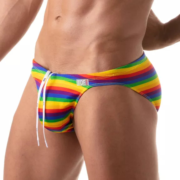 Badehose Herren Rainbow - bunte Pride-Streifen & elastischer Bund | TOF Paris