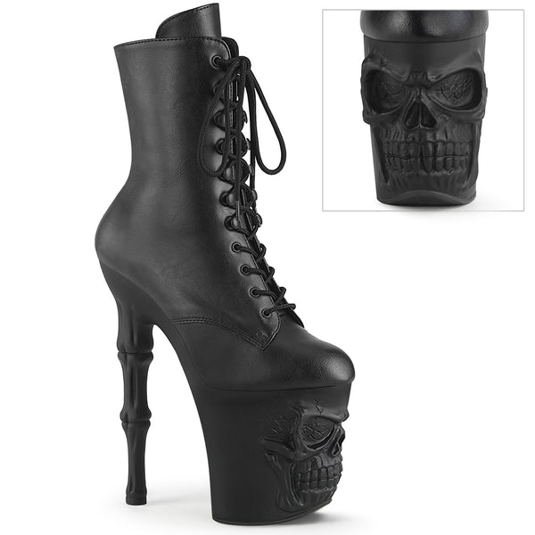 RAPTURE-1020 Plateau Stiefeletten - Schwarz Matt Totenkopf von Pleaser