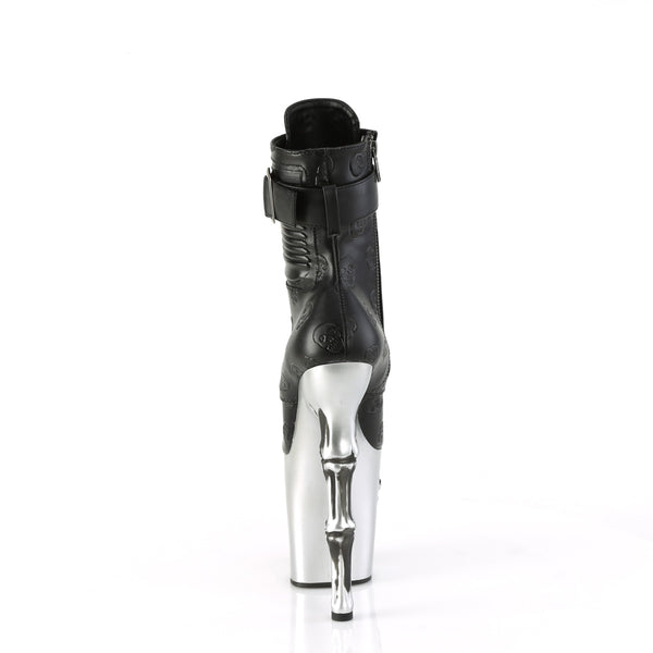 RAPTURE-1020STR-02 Plateau Stiefeletten - Schwarz Matt/Silber Totenkopf von Pleaser – Ansicht 4