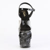 RAPTURE-808T-1 Plateau Sandaletten Transparent/Schwarz Totenkopf von Pleaser – Ansicht 2
