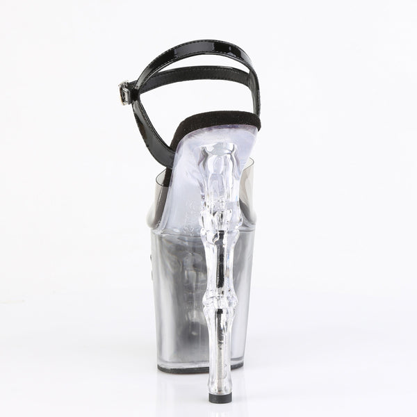 RAPTURE-808T-1 Plateau Sandaletten Transparent/Schwarz Totenkopf von Pleaser – Ansicht 4