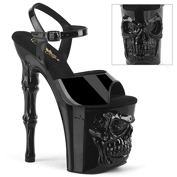 RAPTURE-809 Sandalette Plateauschuhe Skull Schwarz | Pleaser