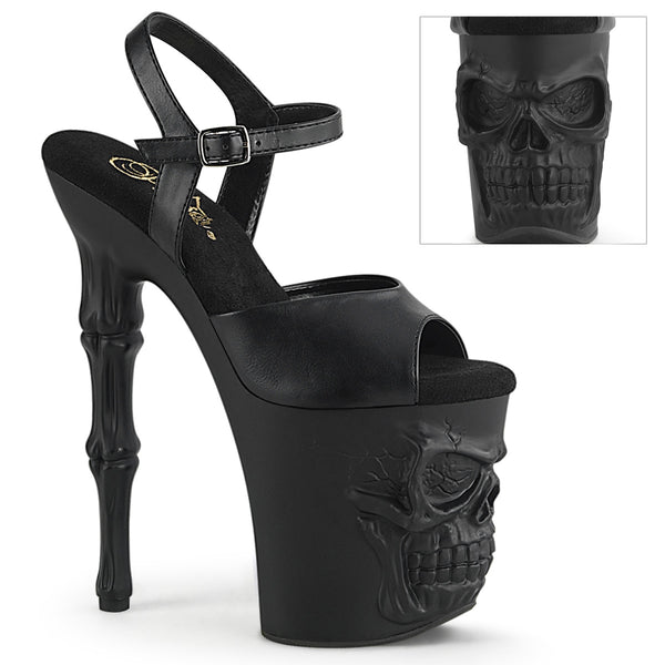 RAPTURE-809 Sandalette Plateauschuhe Skull Schwarz | Pleaser