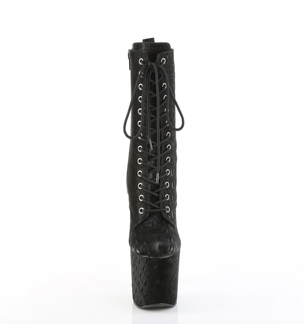 RAZZLE-1040WR Plateau Stiefeletten - Schwarz Matt Krokodilmuster | Pleaser