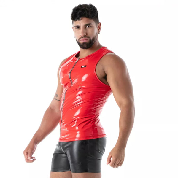 Rotes Latex Second Skin-Tank-Top von TOF Paris – Ansicht 3