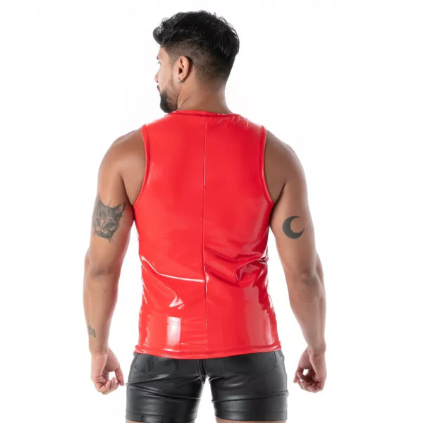 Rotes Latex Second Skin-Tank-Top von TOF Paris – Ansicht 2