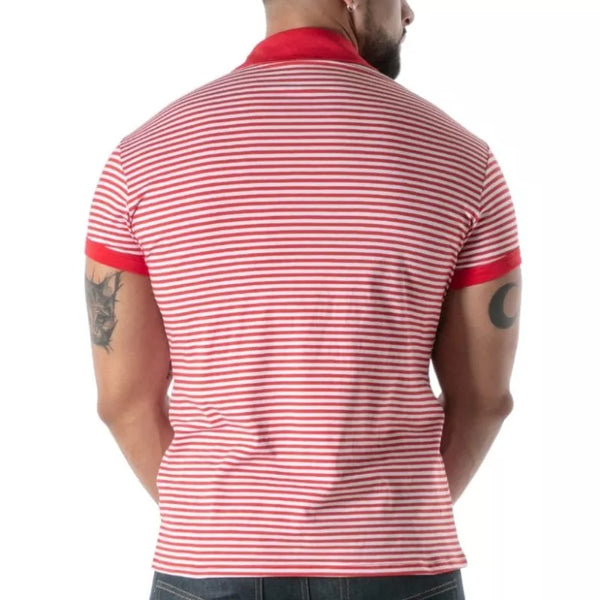 Rotes Sailor Stripe-Poloshirt von TOF Paris – Ansicht 3