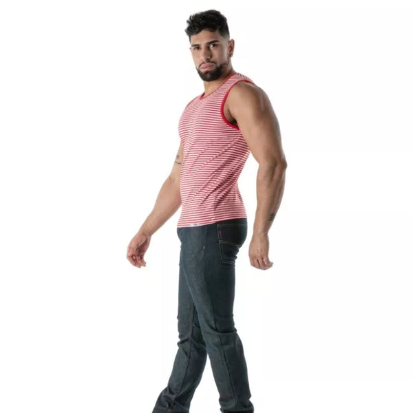 Rotes Sailor Stripe-Tank-Top von TOF Paris – Ansicht 5