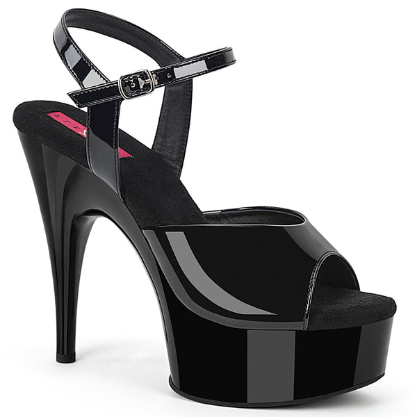 REVEL-609 Plateau Sandaletten Schwarz Lack von Pleaser Pink Label