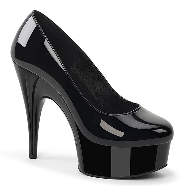 REVEL-685 Plateau Pumps Schwarz Lack von Pleaser Pink Label
