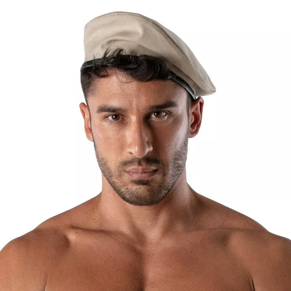 Schwarzbeige reversible Baskenmütze im klassischen Designer Look von TOF Paris – Ansicht 2