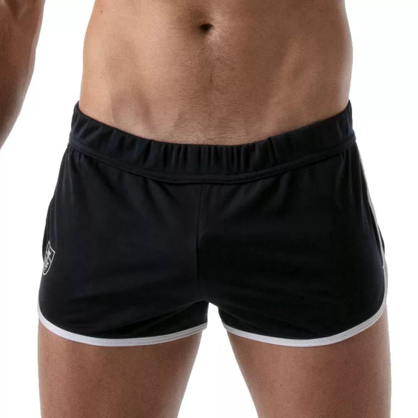 Blauer sportiver Badeslip mit kontrastreichen Details von TOF Paris – Ansicht 2