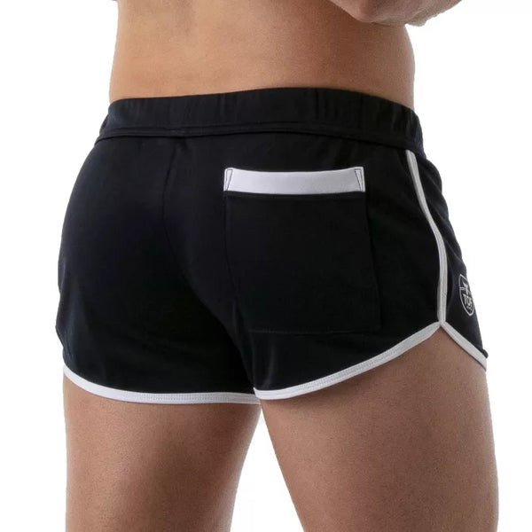 Blauer sportiver Badeslip mit kontrastreichen Details von TOF Paris – Ansicht 3