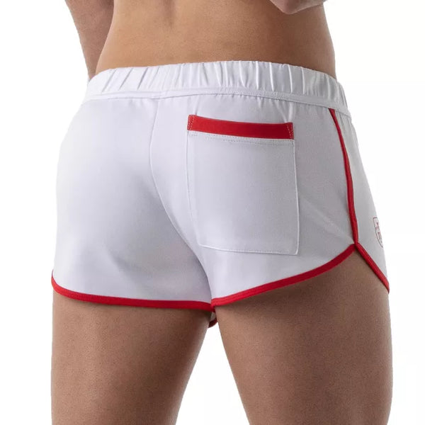 Weißes verführerisches Sportshort mit innovativem Frontbereich von TOF Paris – Ansicht 3