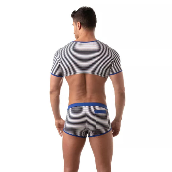 Blaues Sailor-Crop-Top von TOF Paris – Ansicht 4