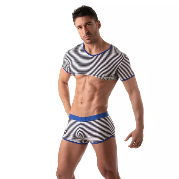 Blaues Sailor-Crop-Top von TOF Paris – Ansicht 6