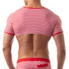Crop Top Herren, Rot - Sexy Matrosen-Design mit Streifenmuster | TOF Paris