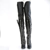 SEDUCE-3082 Overknee Stiefel mit Schnürung und Peitsche - Schwarz matt von Pleaser High Heels – Ansicht 2
