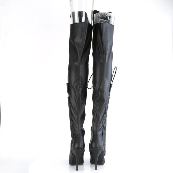 SEDUCE-3082 Overknee Stiefel mit Schnürung und Peitsche - Schwarz matt von Pleaser High Heels – Ansicht 4