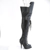 SEDUCE-3082 Overknee Stiefel mit Schnürung und Peitsche - Schwarz matt von Pleaser High Heels – Ansicht 5